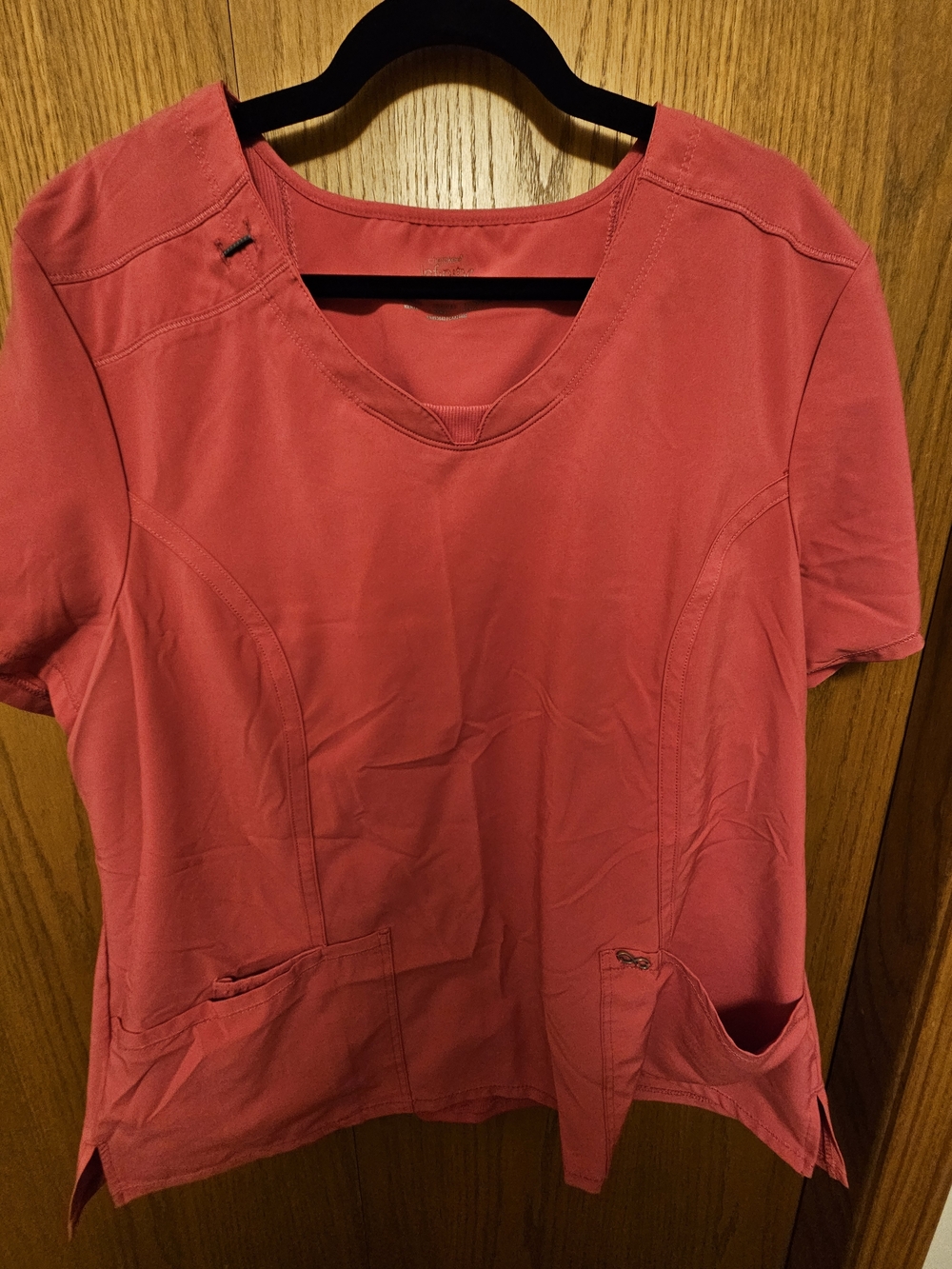Women's Pink Short-Sleeve V-Neck Scrub Top